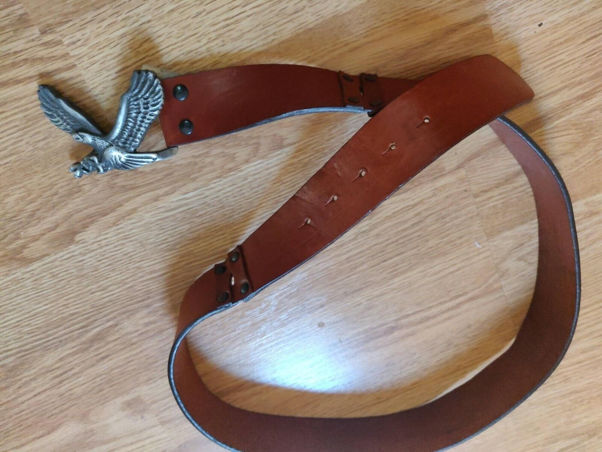 Leather Belt w Eagle Belt USA Buckle Gap Belt Men's Size 40 Made in Italy