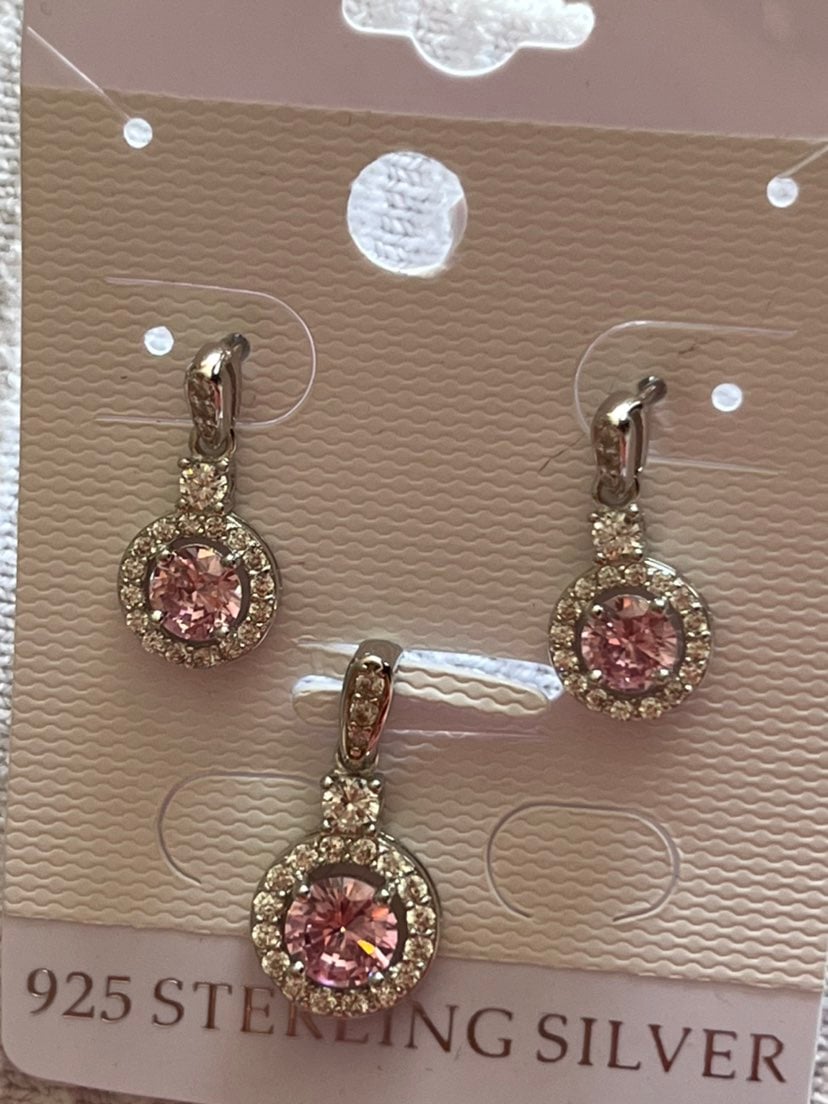 Pink Earring and pendant set