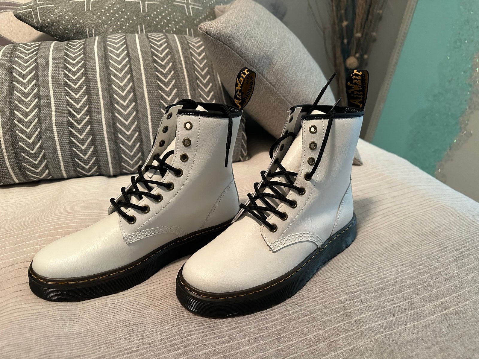 Dr. Martens 1460 White Smooth Leather Lace Up Boots