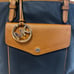 Michael Kors Jet Setter Navy Blue Nylon Tote Brown Leather Trim New Without Tags