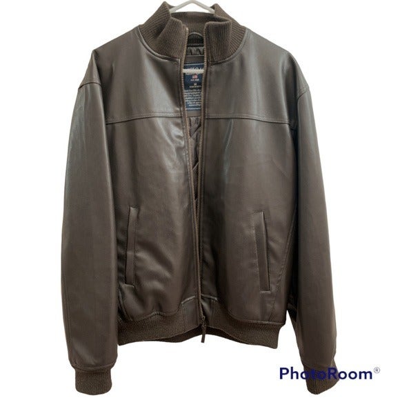 U.S Polo Assn. Bomber Leather Jacket Size Medium Color Deep Dark Brown