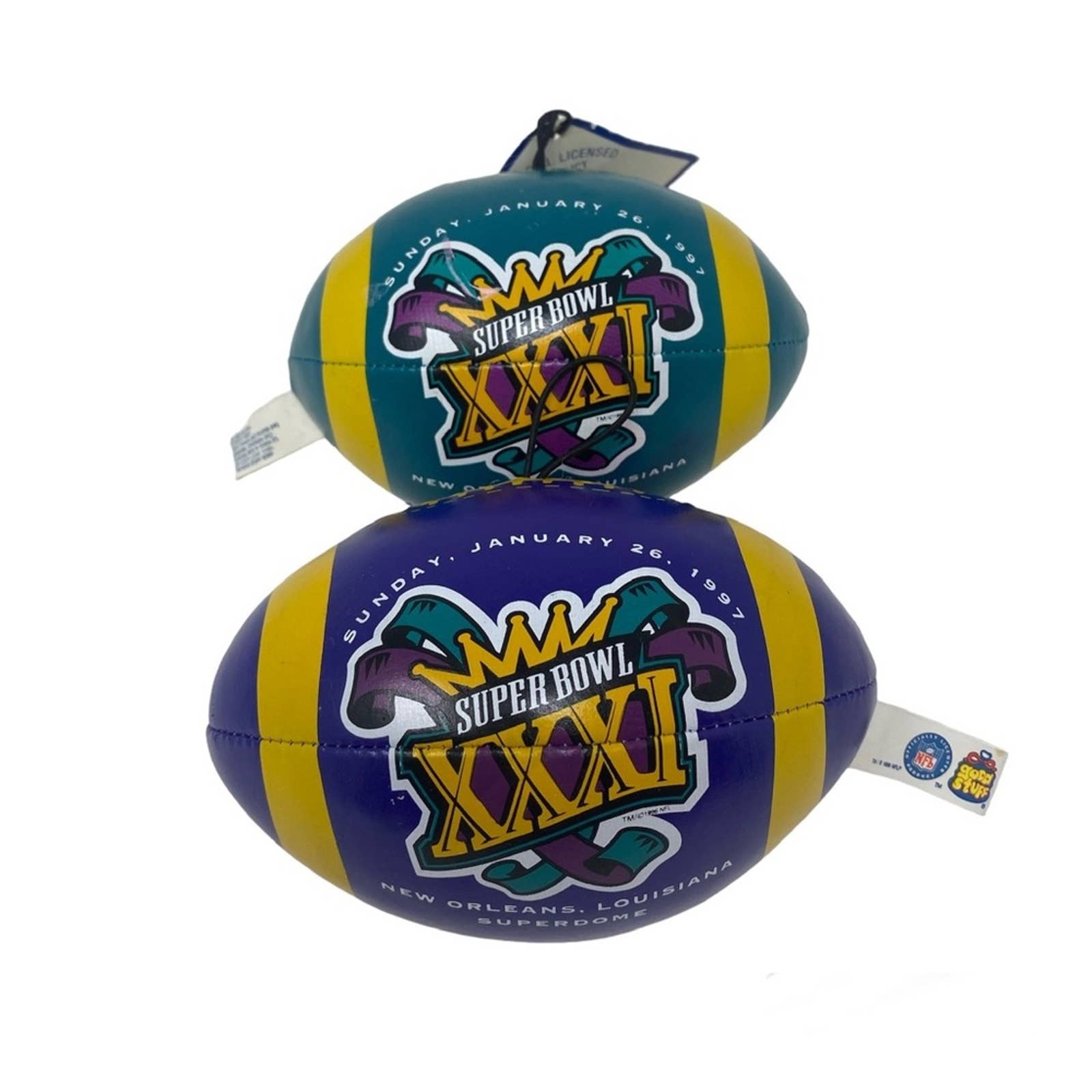 NFL Vintage Super Bowl 1997 New Orleans Mini Football Plush Set of 2