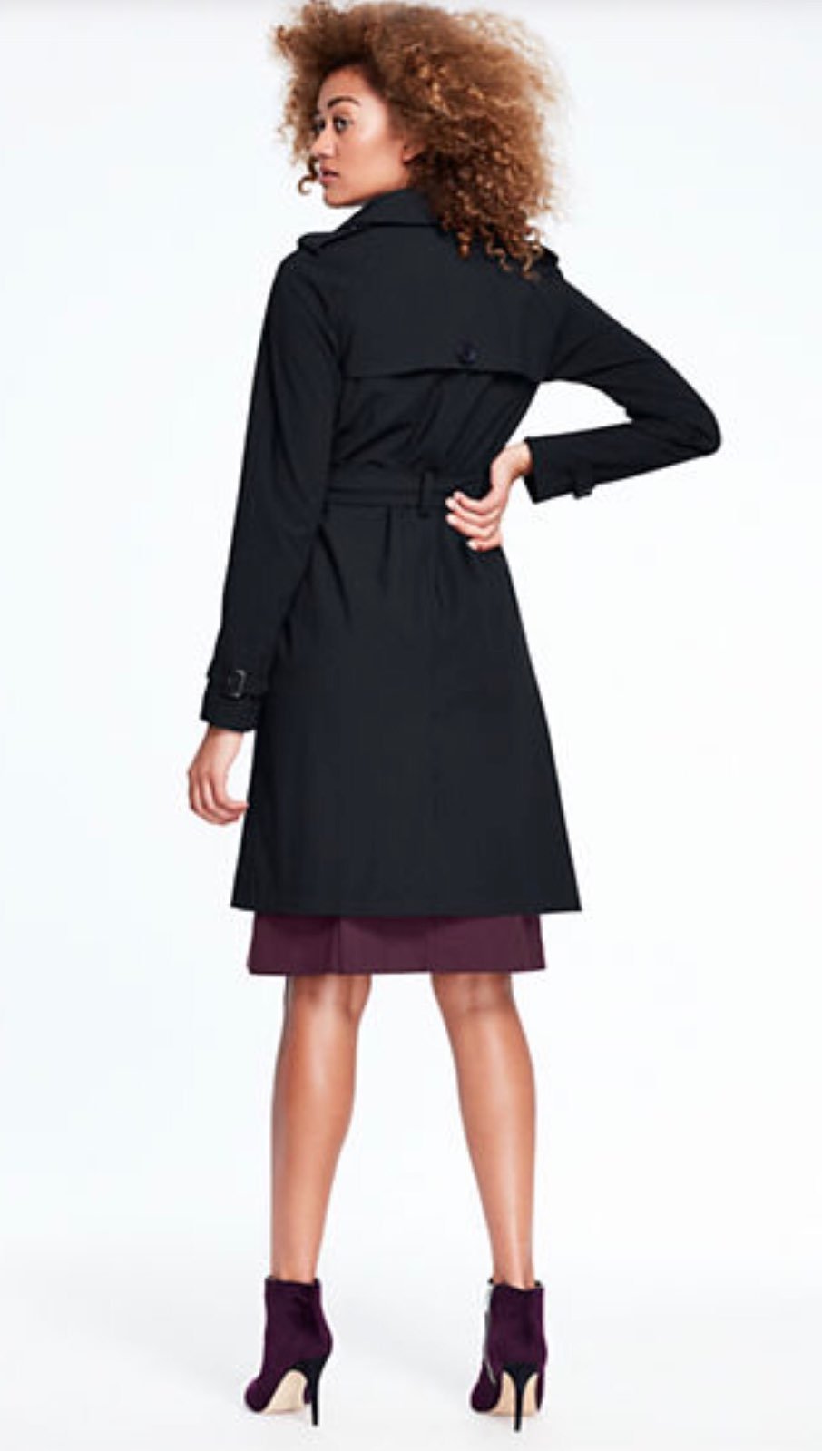 Lands End Women's Black Trench Coat Sz8