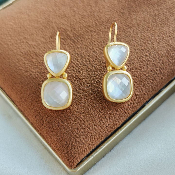 Julie Vos Gold Aquitaine Clear Crystal Earrings
