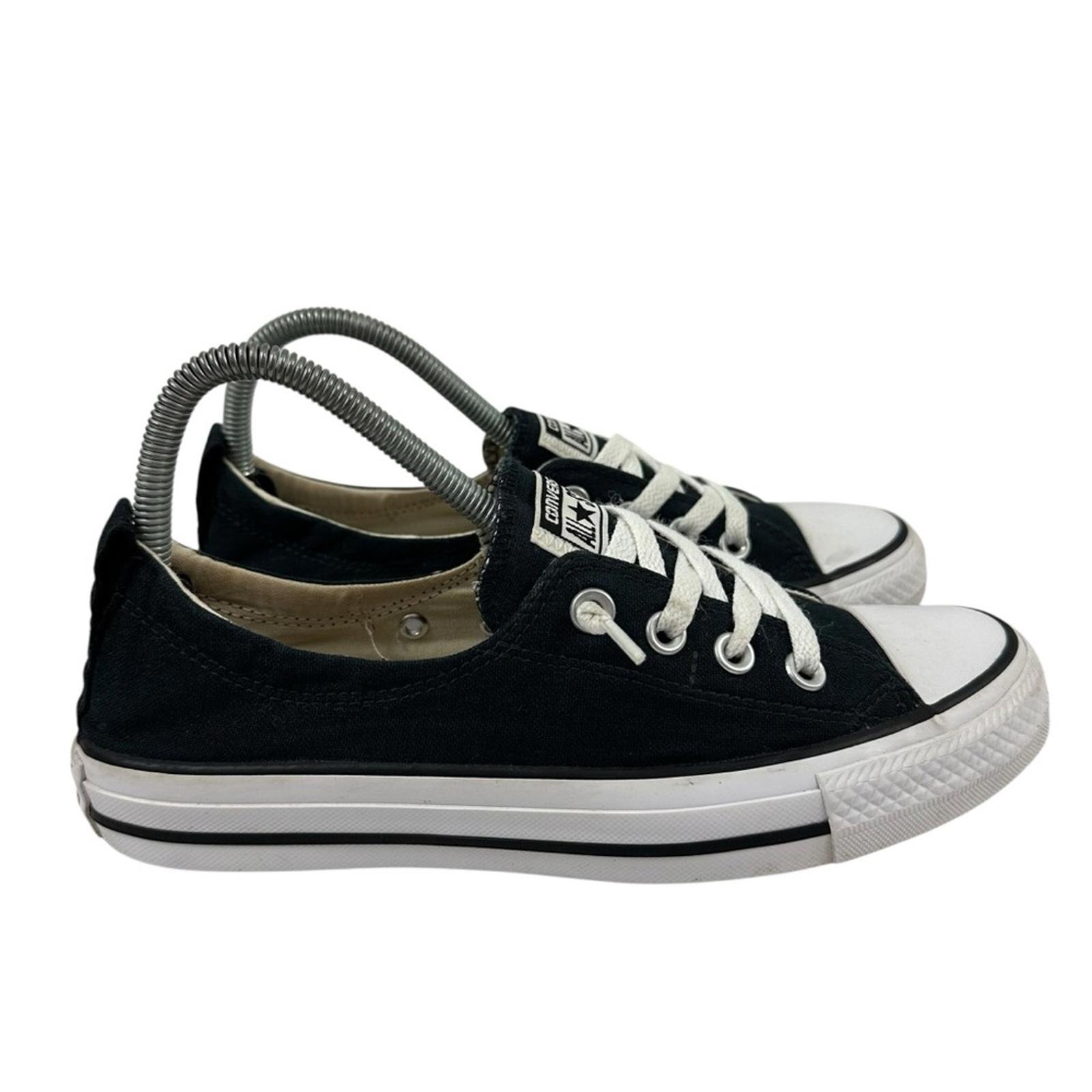 Converse Womens Shoreline Black White Slip On Shoes Size 8