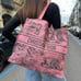 DIOR DIORIVIERA CD Christian Pink TOTE BEACH BAG Travel large size linen PURSE