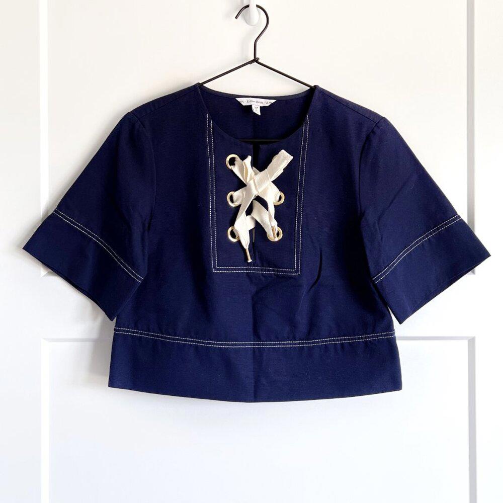 & Other Stories Cropped Lace Up Blouse