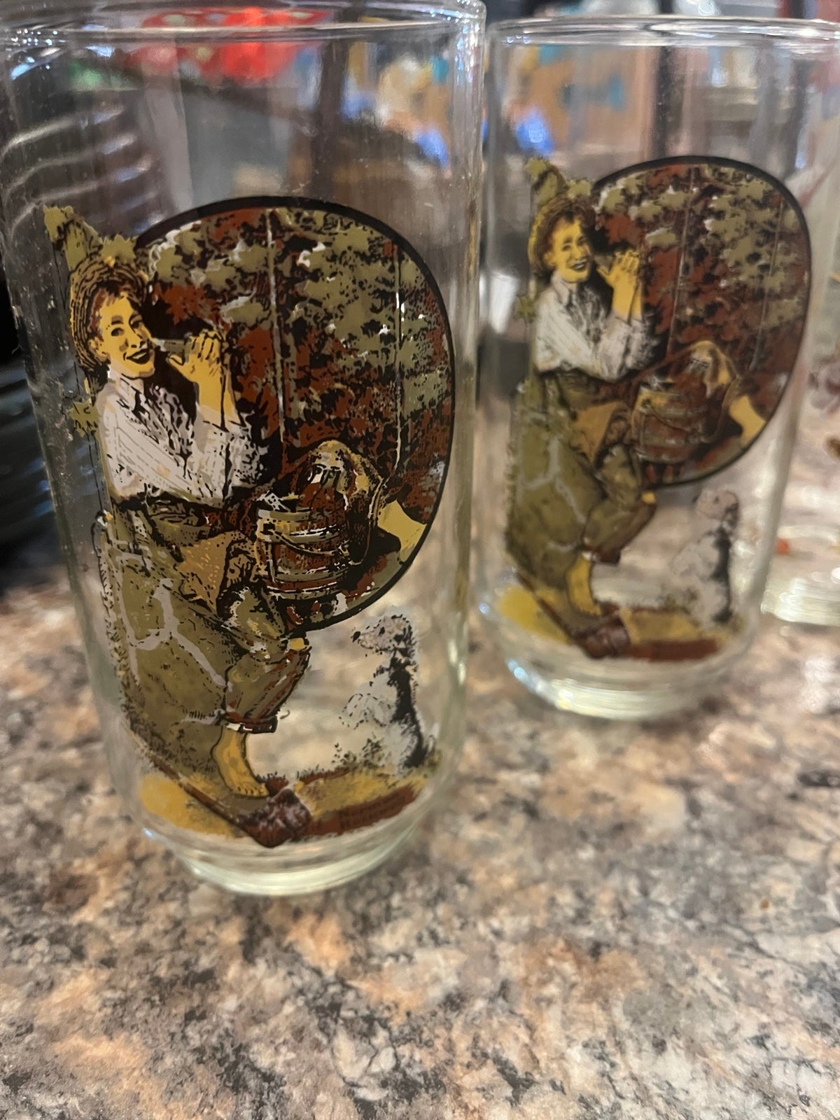 Set of 10 Vintage Norman Rockwell glasses from Coca Cola