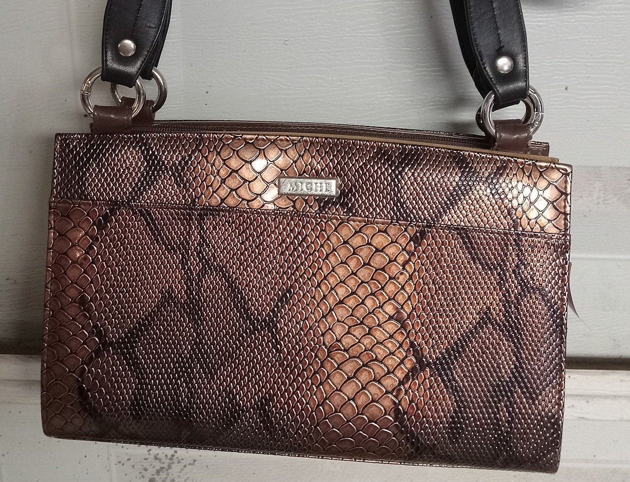 Designer miche vintage snakeskin handbag magnetic purse