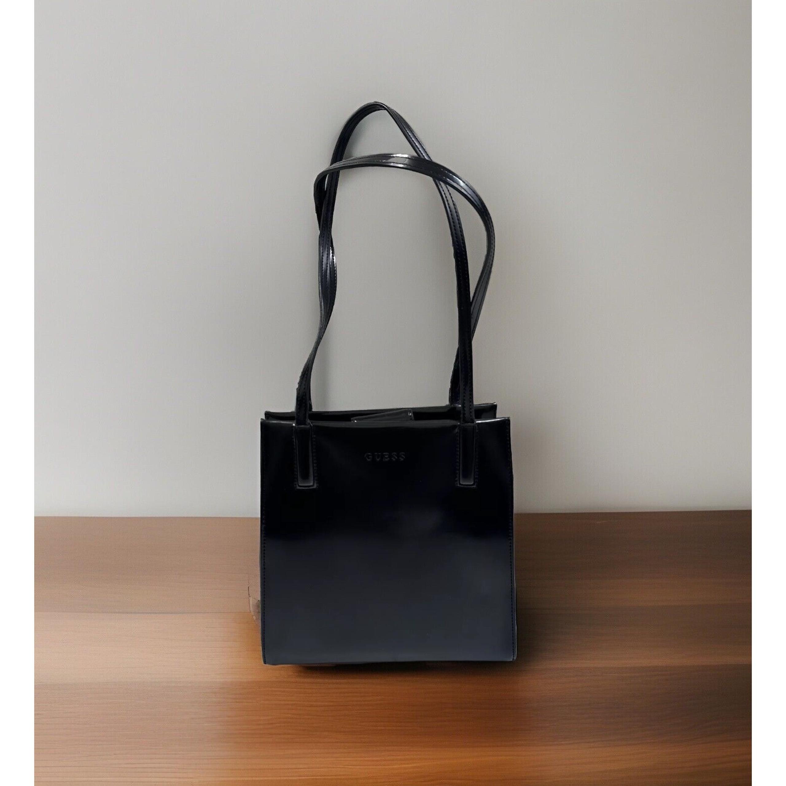 Black Leather Shoulder Strap Bag - GUESS