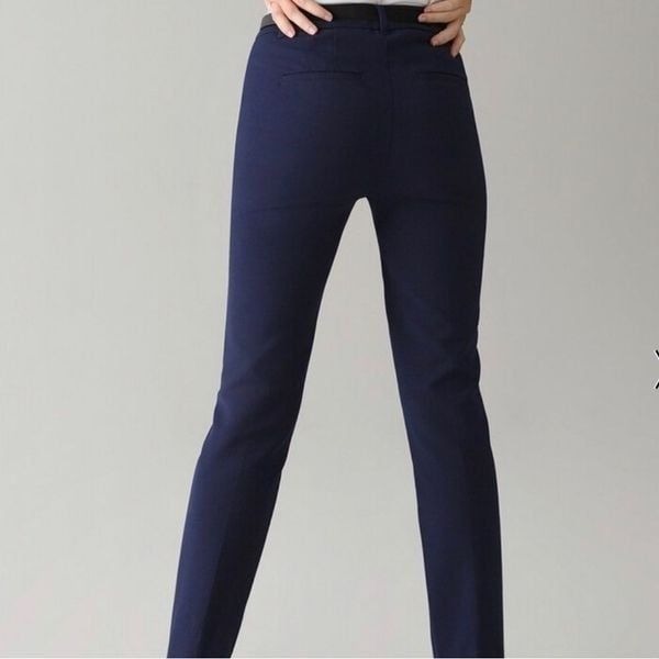 WHBM Petite Classic Comfort Stretch Slim Trouser Pant Navy Size 14P