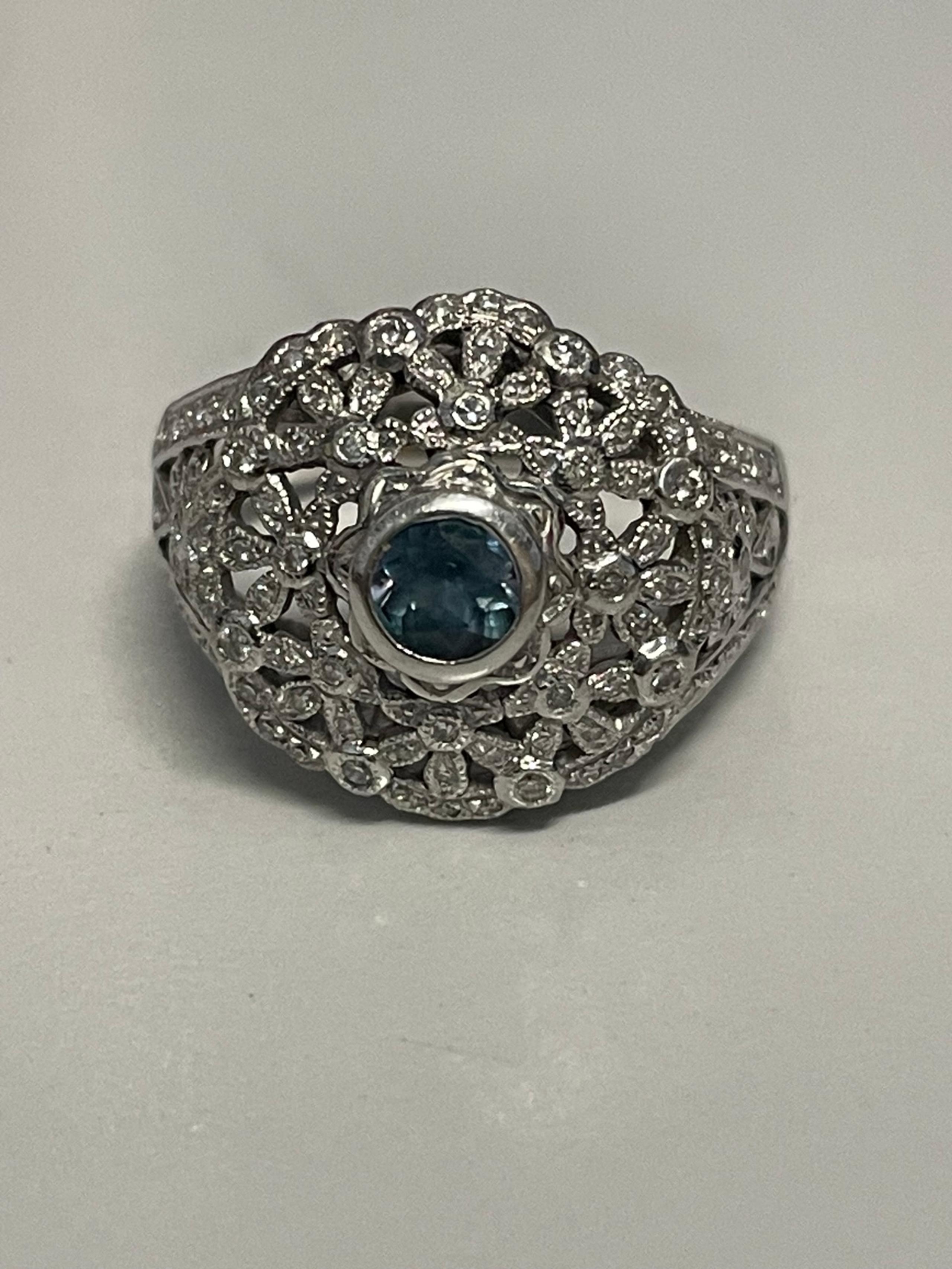 Alexandrite and diamond floral Ring