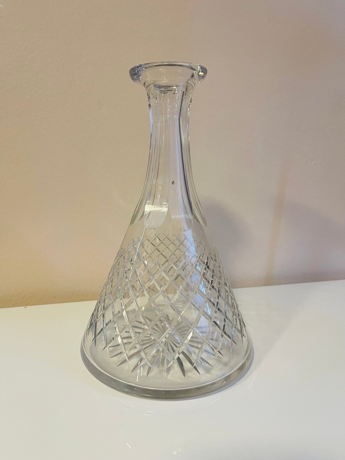 Thomas Webb England crystal Decanter 9” criss cross cut