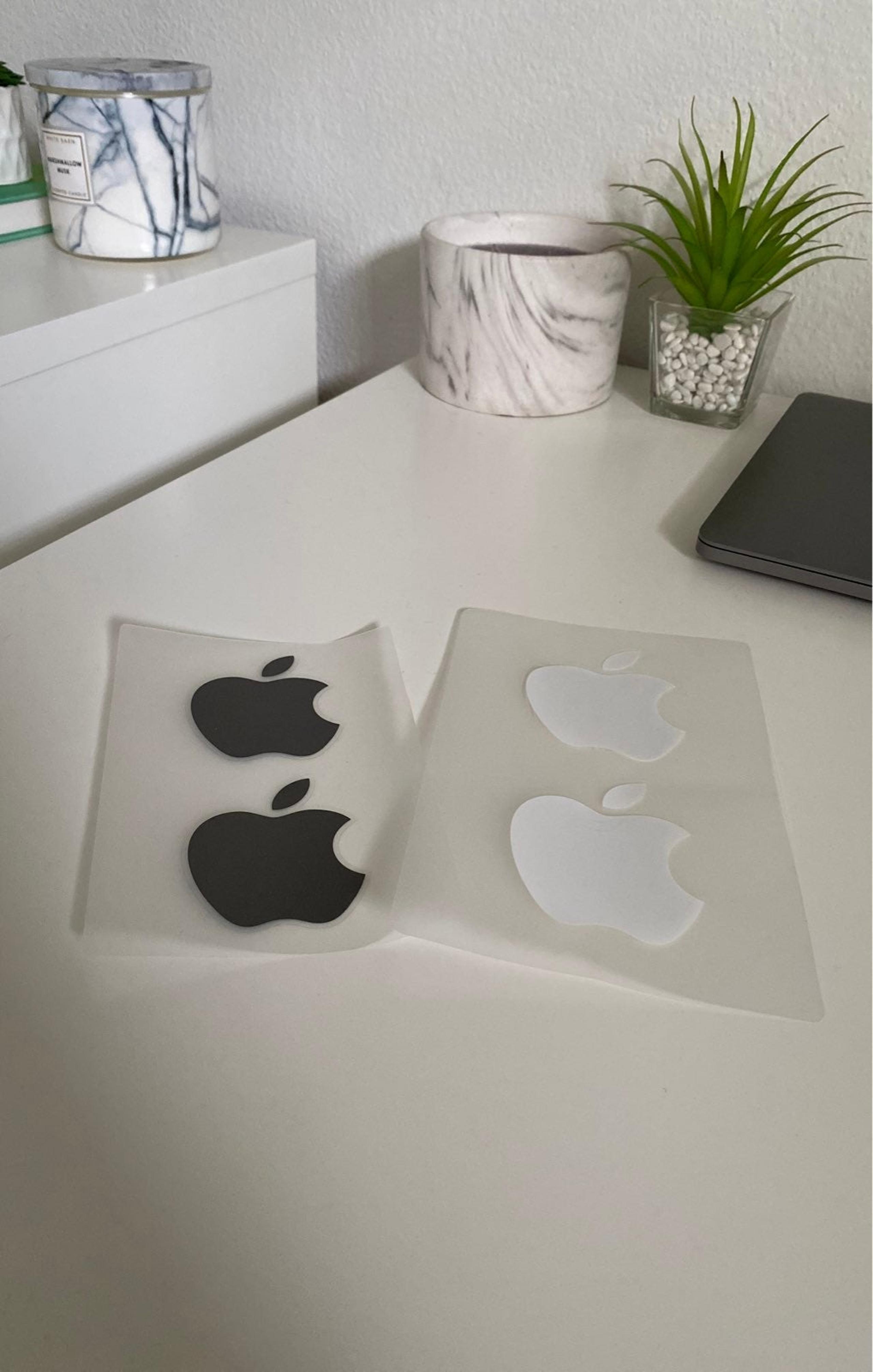gray & white apple stickers