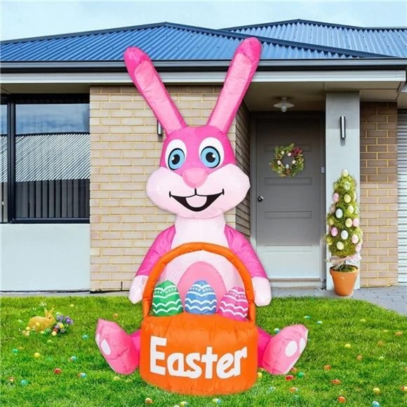 4FT Easter Inflatable Bunny Decorations - Inflatable Easter Bunny with Egg