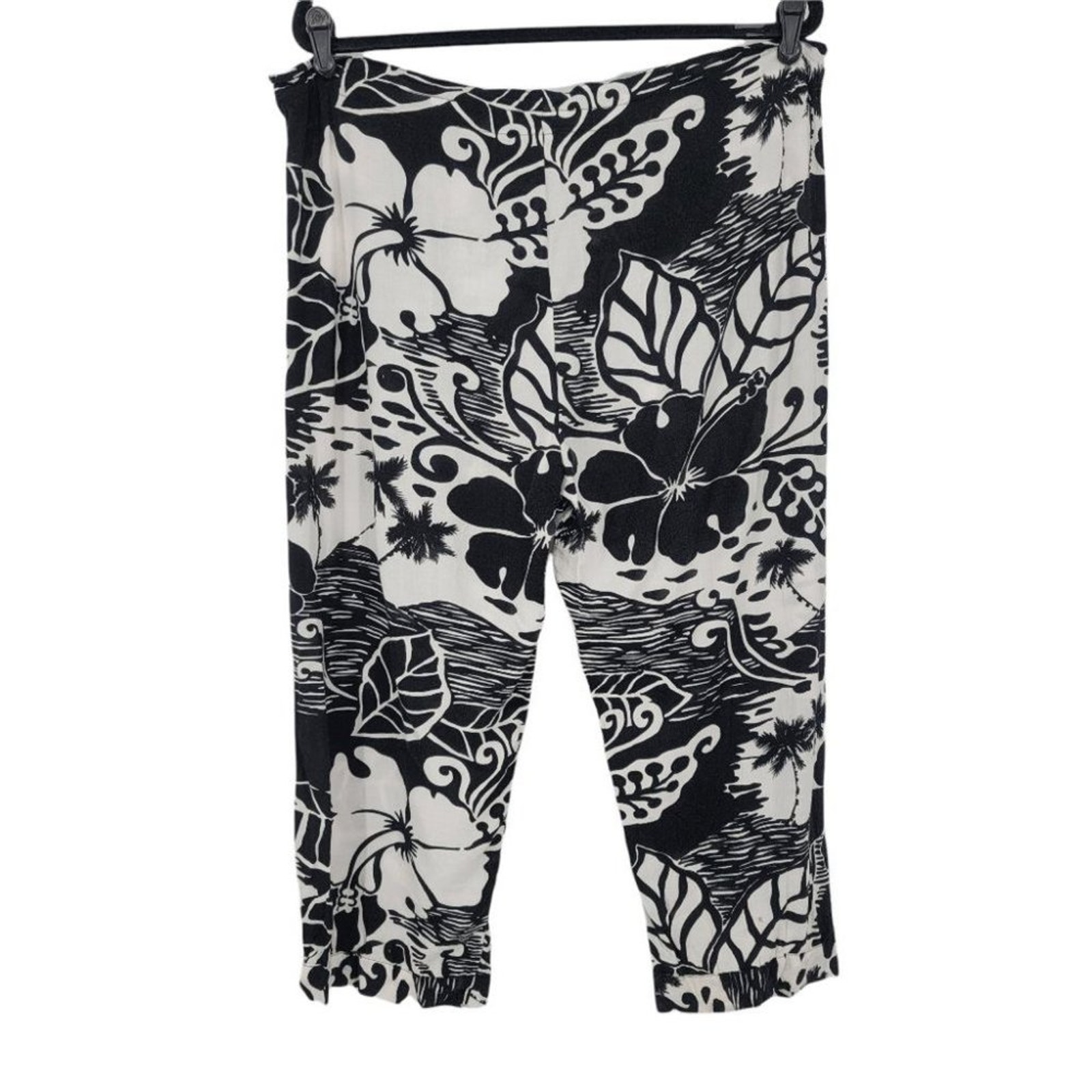 Jams World Vintage Palazzo Floral Tropical Island Cropped Pants Size Small