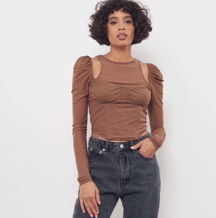 Bobbles and Lace mesh corset top