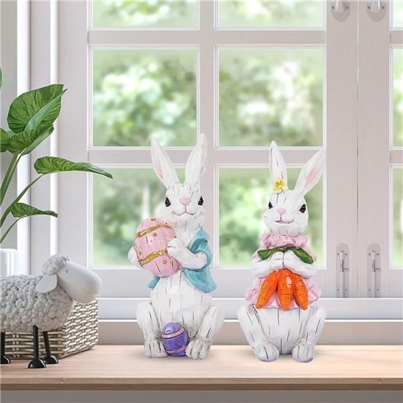 Easter Decortations Easter Bunny Decor Spring Rabbit Figurines Easter Table
