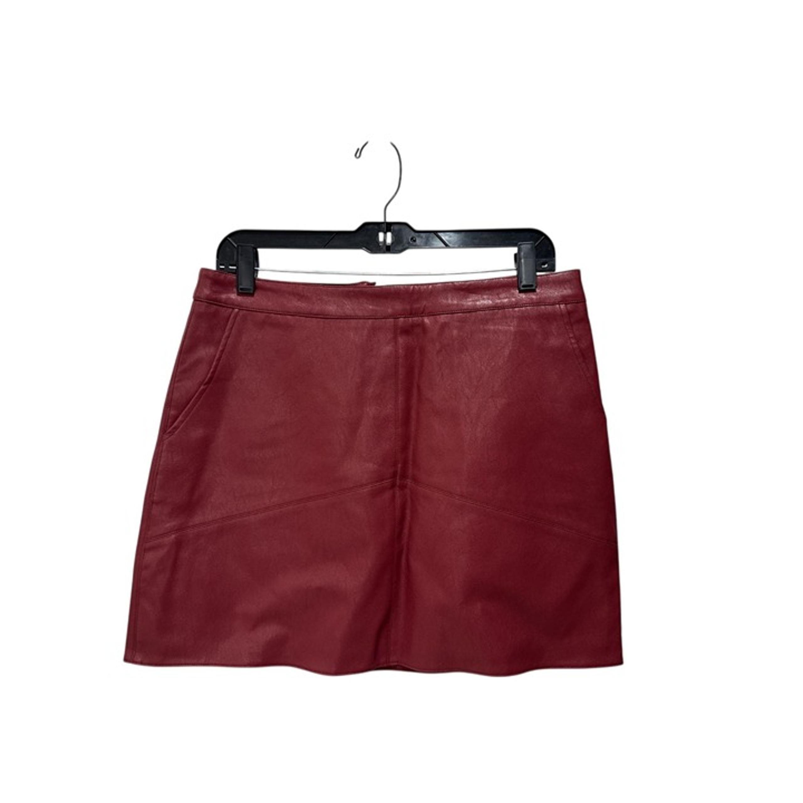 LULUS Women Harley Vegan Leather Mini Burgundy Skirt LARGE