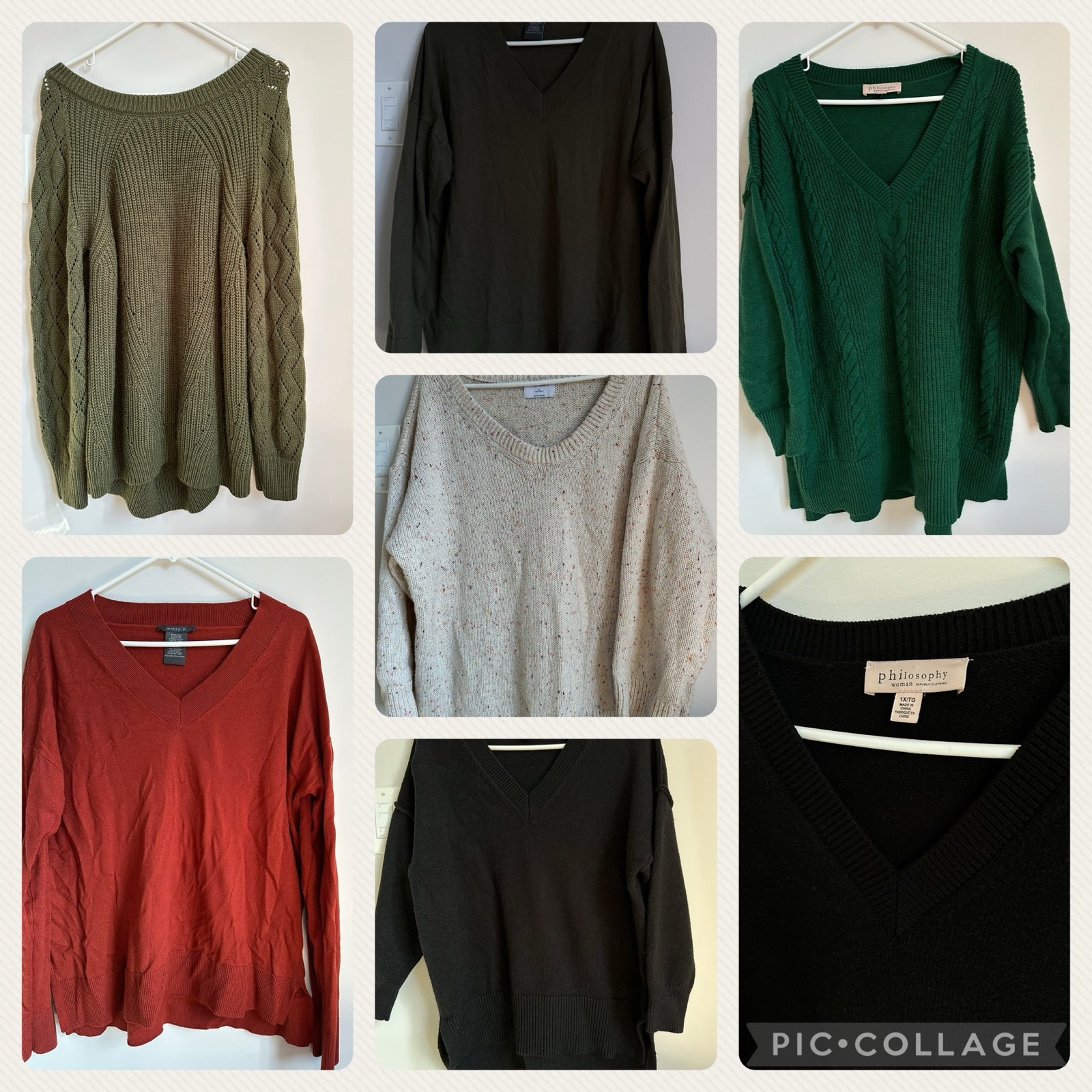 Six sweaters