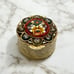 Vintage Italian Murano Glass Micro Mosaic Floral Pill Box Etched Brass Hinged
