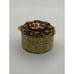 Vintage Italian Murano Glass Micro Mosaic Floral Pill Box Etched Brass Hinged