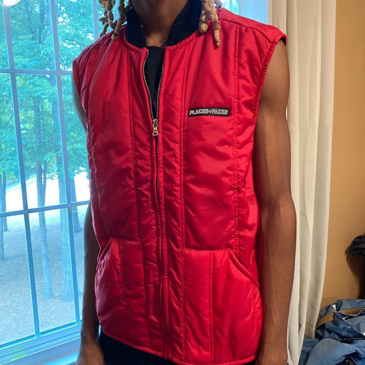 Places + faces red vest