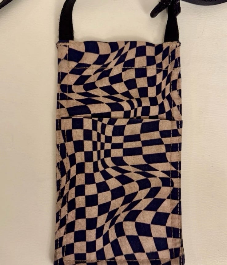 Baggu Trippy Indigo Phone Sling Checkered