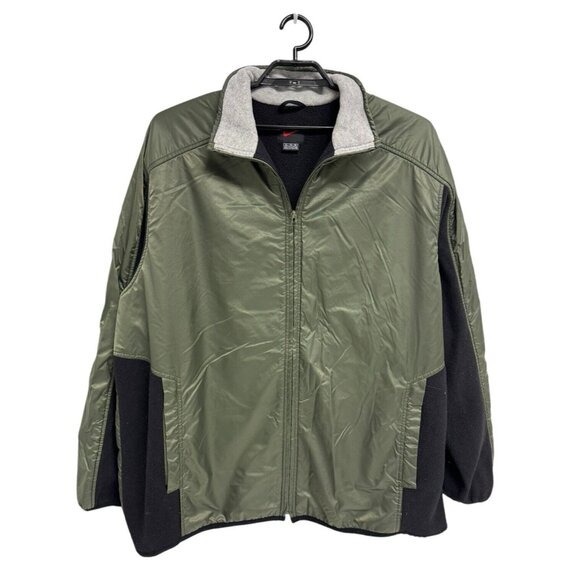 Vintage Nike Men's windbreaker Jacket olive green fleece lined zip up size XXL