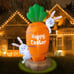 5 Feet Inflatable Easter Blow Up Carrot with 2 Little Cute Rabbits