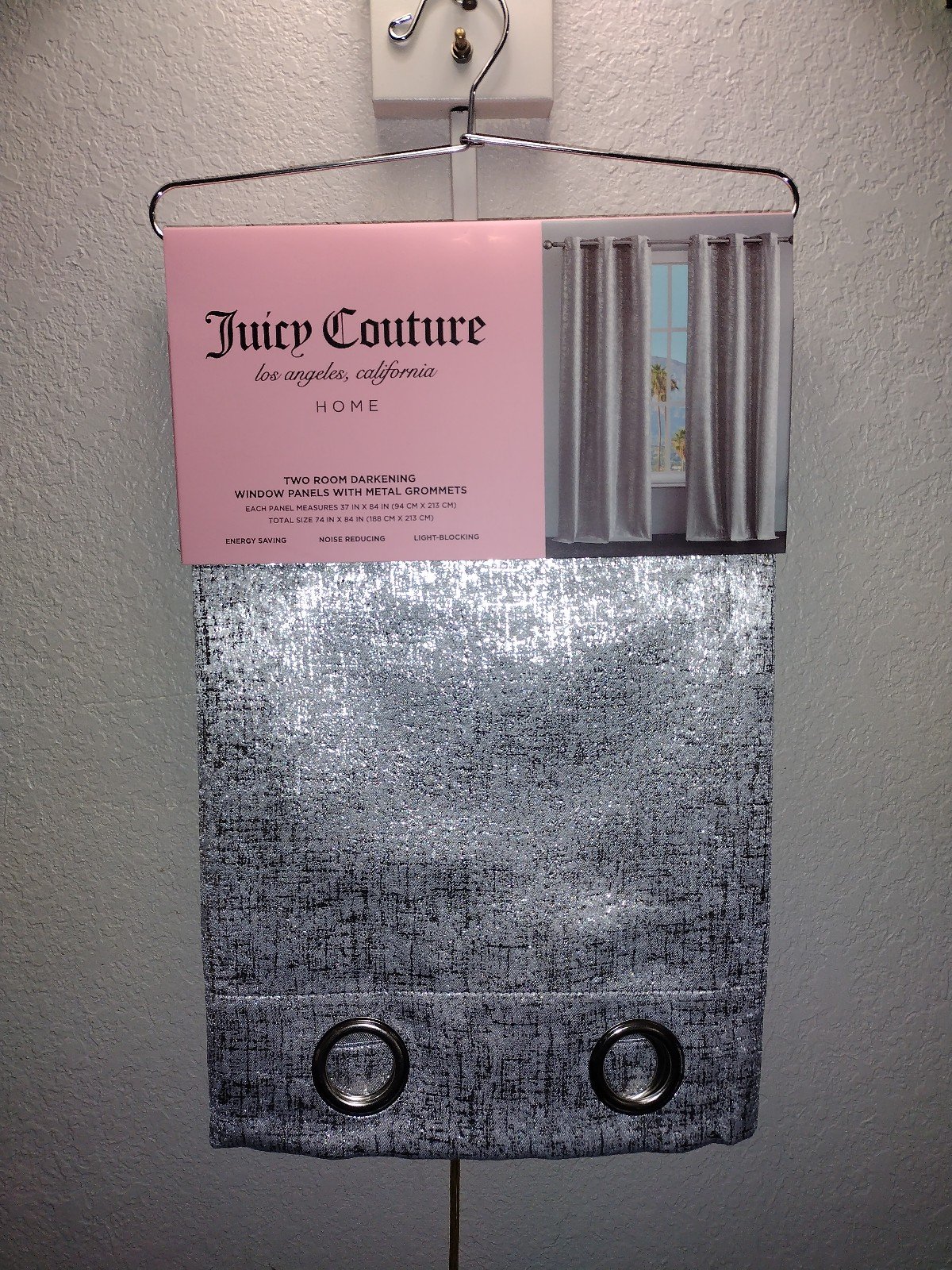 JUICY COUTURE WINDOW CURTAIN JUICY COUTURE WINDOW PANELS SILVER METAL GROMMETS