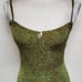 Vintage A. Aubrey Green Paisley Stretchy Pin-up Tie Bust Midi Bodycon Dress S