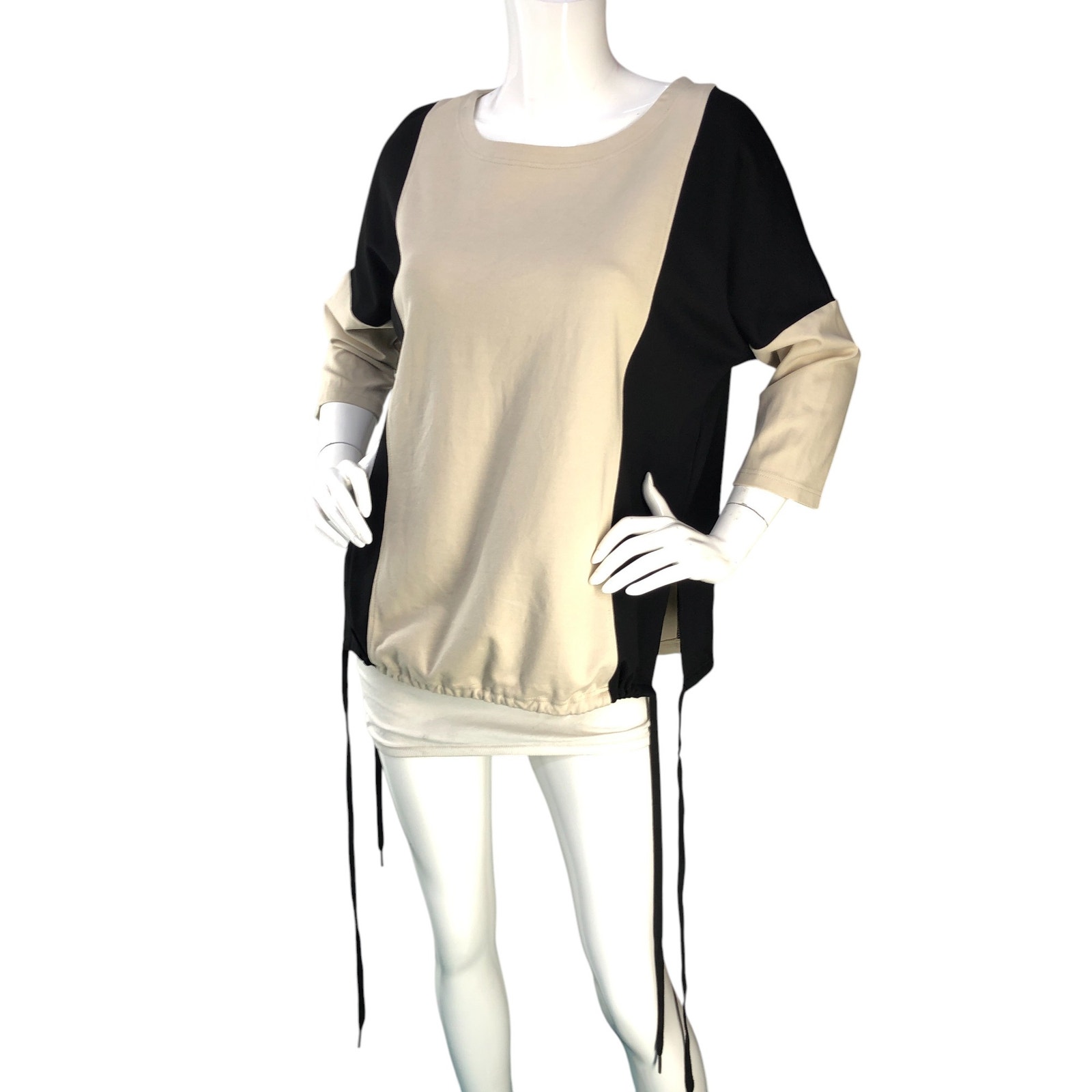 Noen Denmark Womens Size 8 Tunic Top Ruched Colorblock Dolman Sleeve