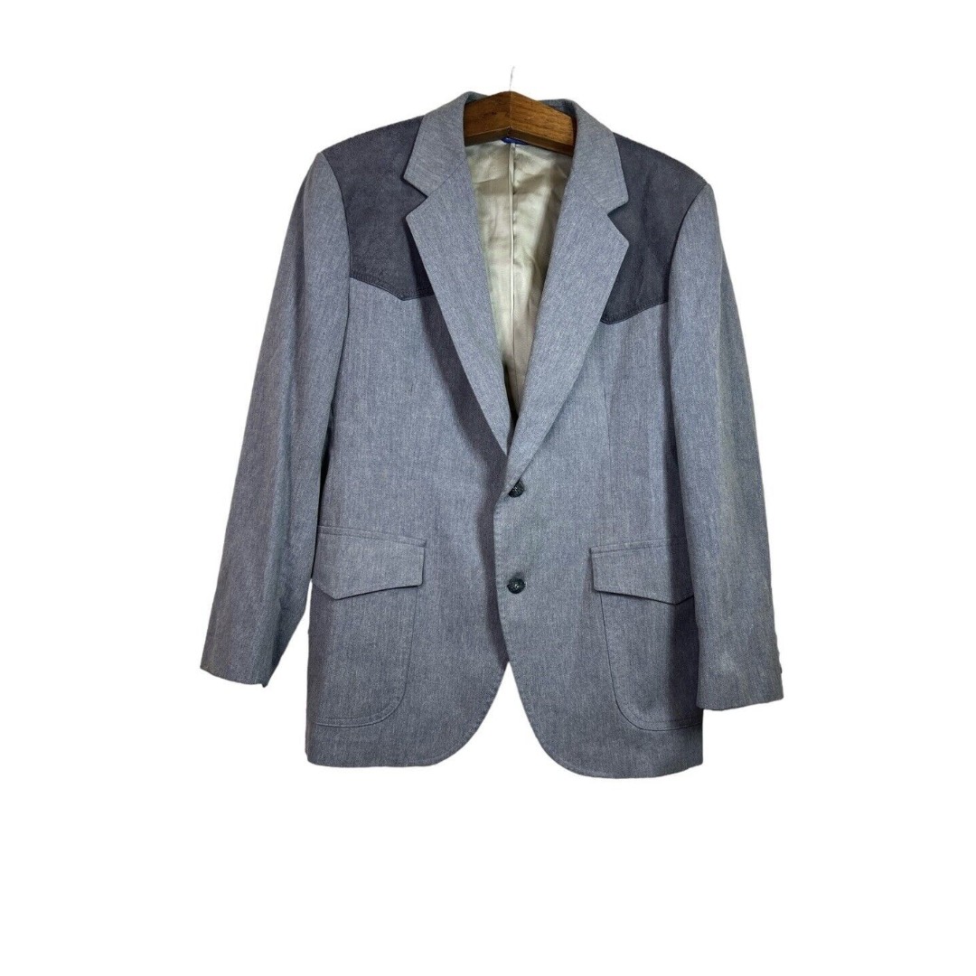 Pendleton Mens Blue Western Two Button Blazer Jacket Size 40 Made In USA
