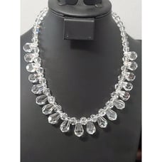 Large Sterling Glass Crystal Fringe Statement Necklace