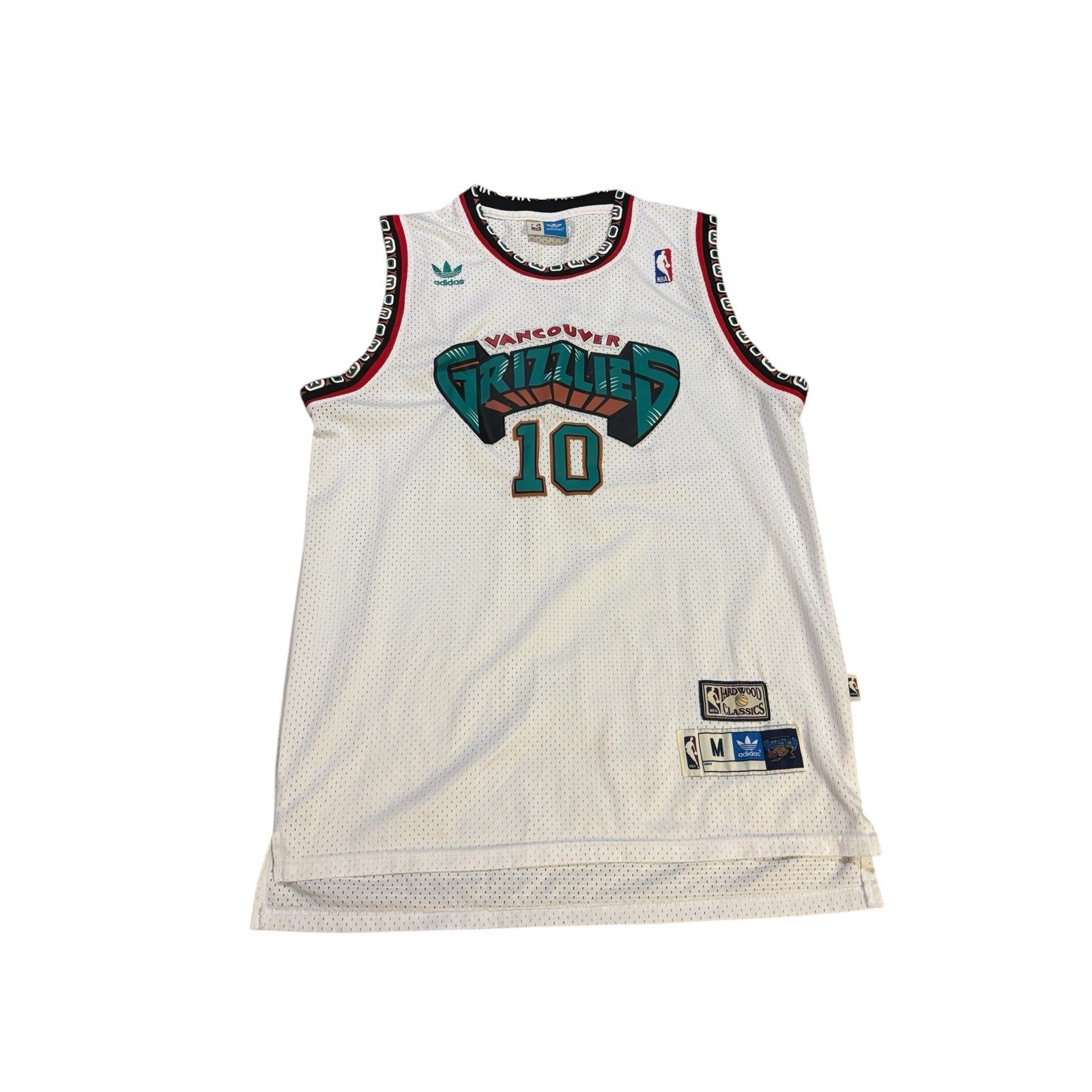 Adidas Mike Bibby Vancouver Grizzles Jersey Size Medium White Hardwood Classics