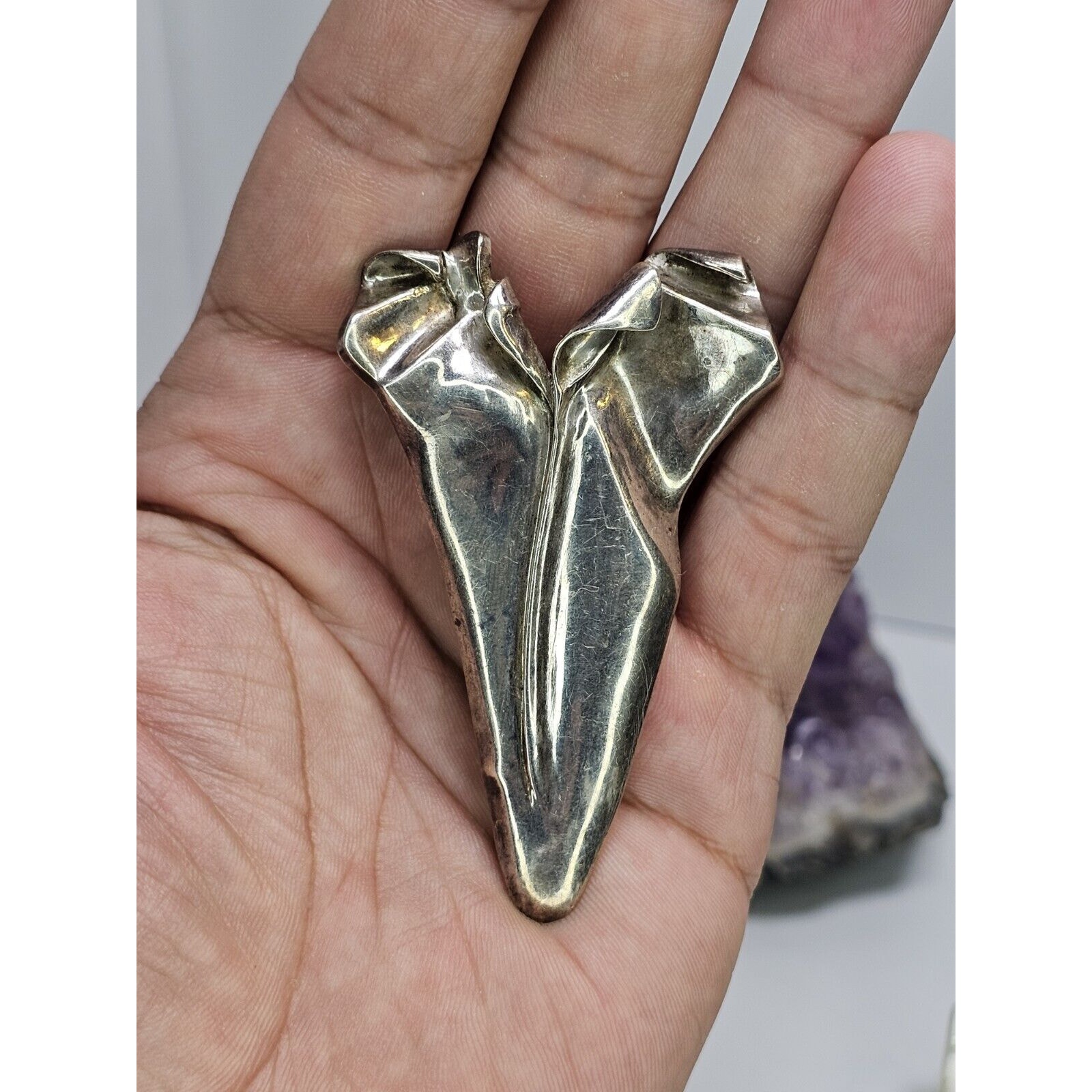 Vintage Sterling Silver Free Form Brooch/Pin [*Caution* Sharp Prongs]