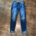 Kancan distressed raw hem dark wash 7/27 stretchy ankle jeans