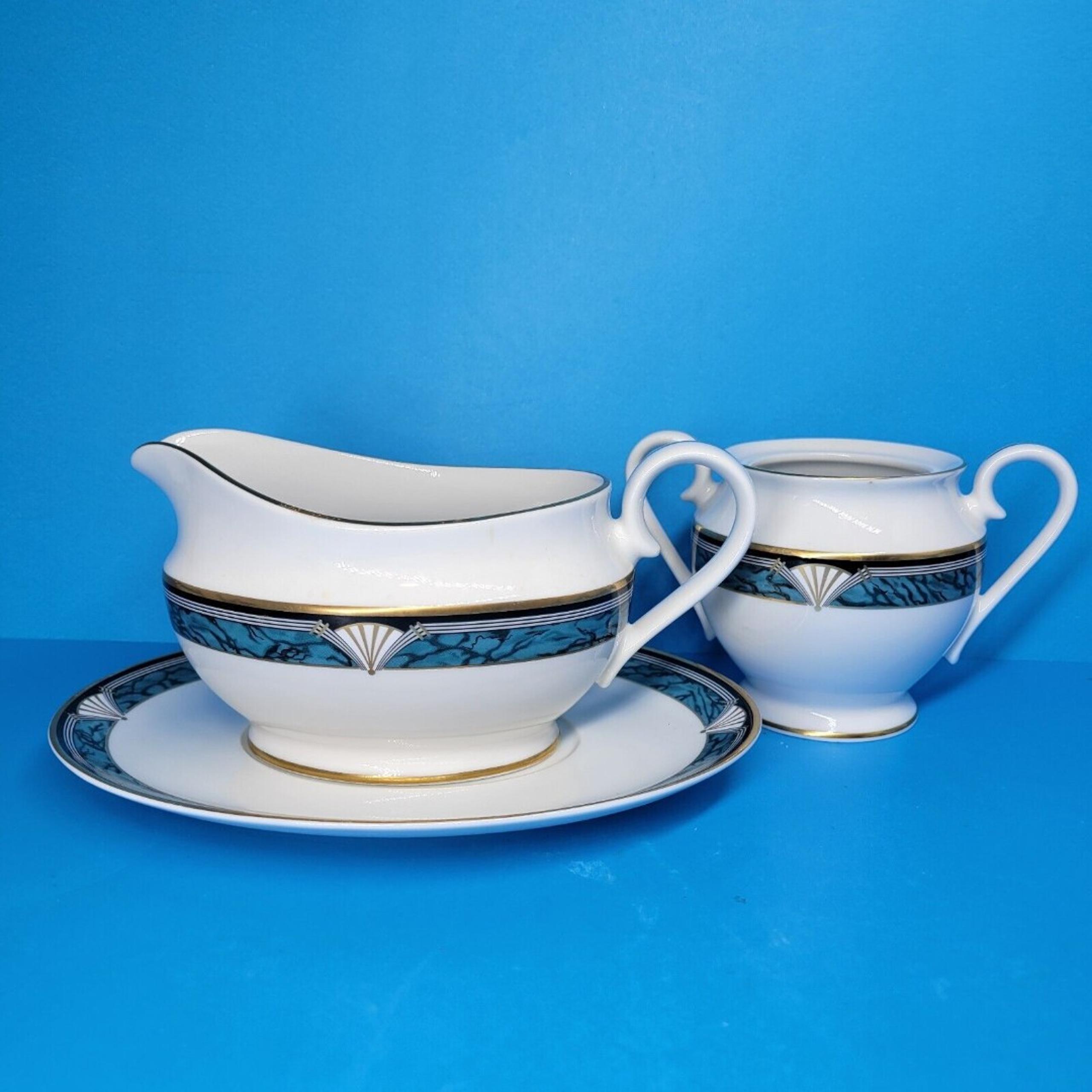 Gorham Edgemont Gold Gravy Boat and Underplate Sugar bowl no lid