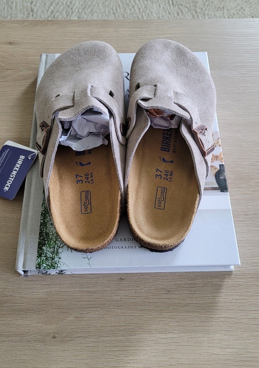 Birkenstock Boston Soft Footbed Suede Leather Color: Taupe