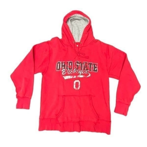 Lady’s Y2K distressed Ohio State Buckeyes J America pullover sweatshirt medium