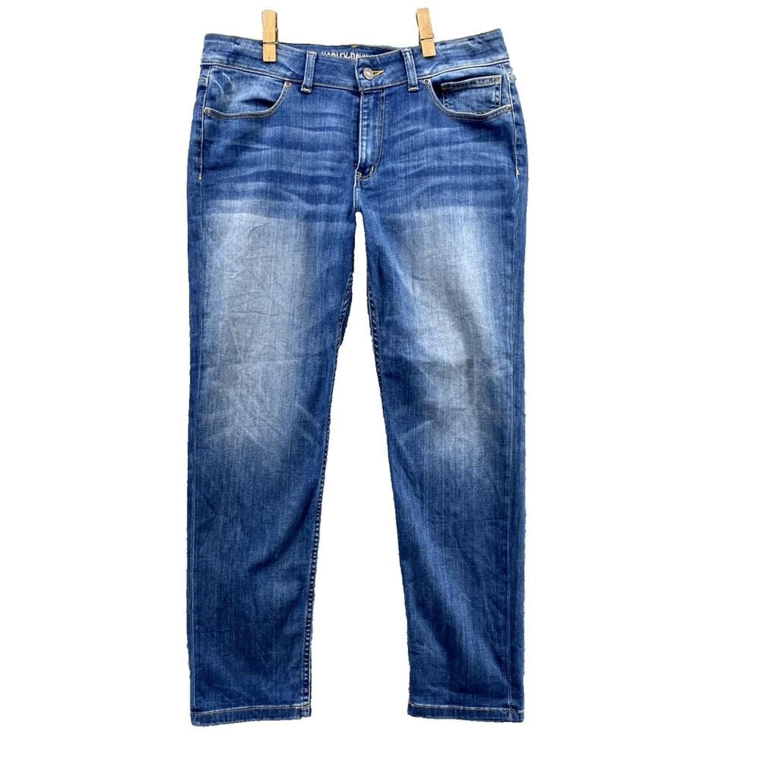 Harley Davidson Jeans Adult 31 Blue Boyfriend Cotton Stretch Denim Pants Women's