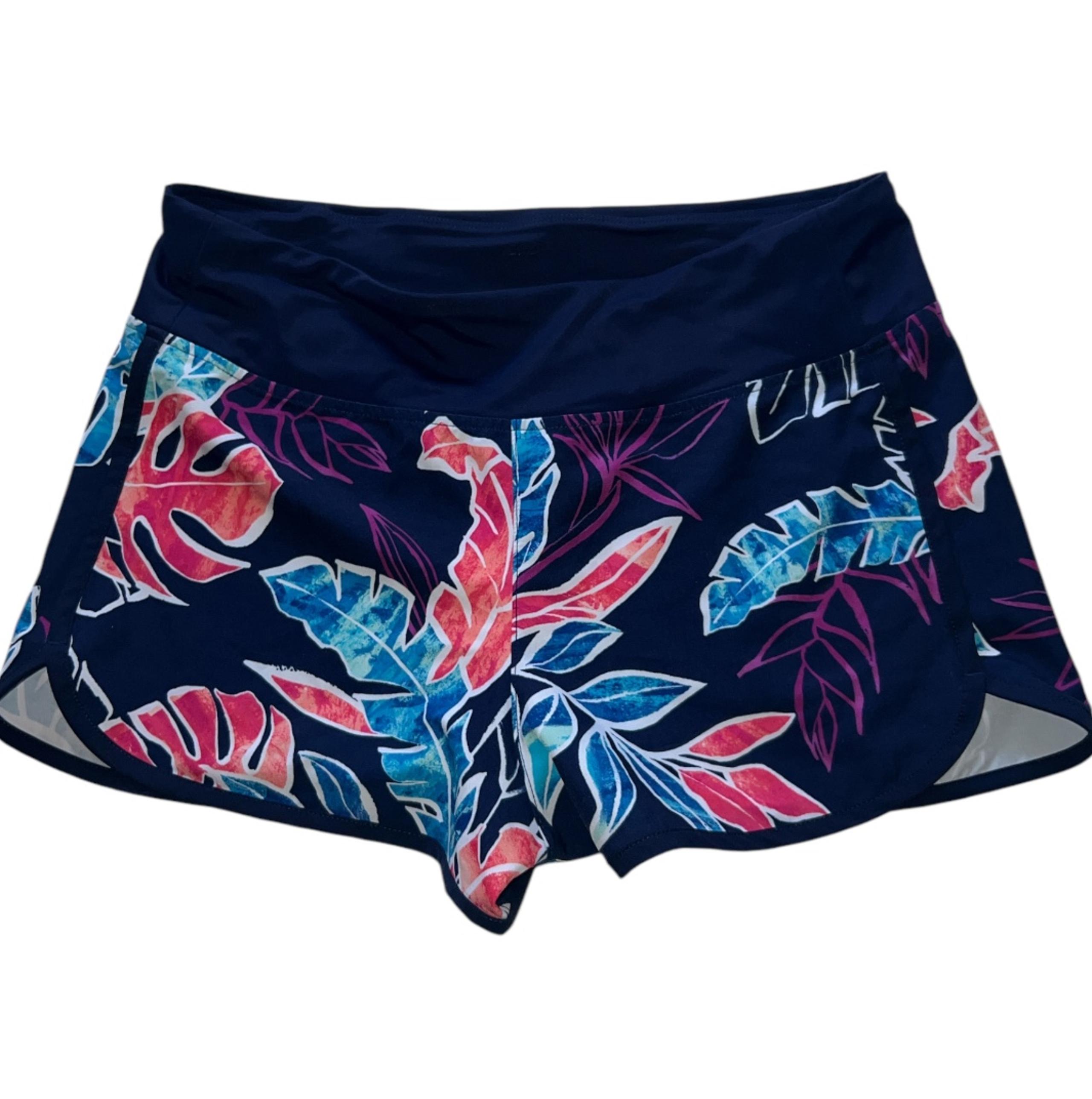 TOMMY BAHAMA Women’s Blue Tropical Printed Beach Swim Bottom Shorts