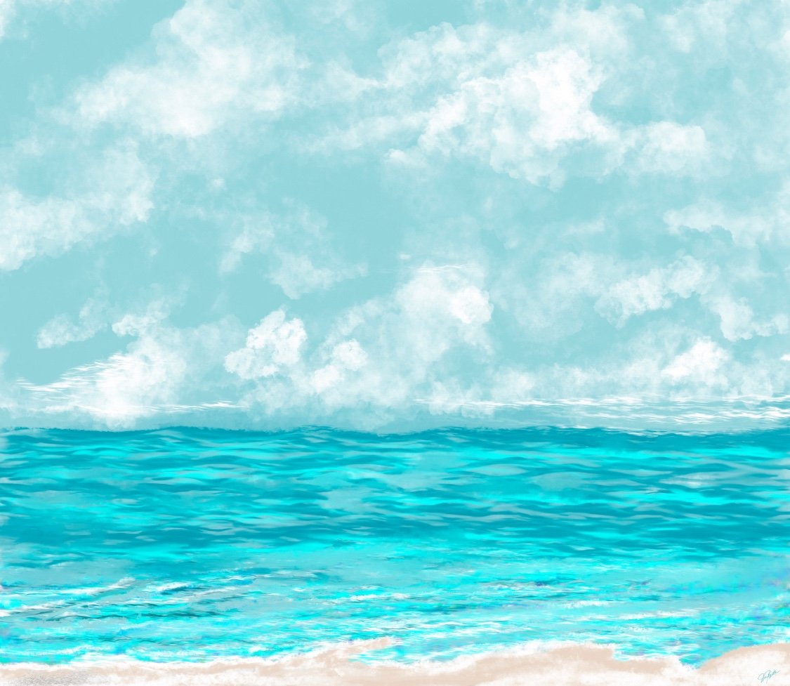 Aqua Serenity - A Tranquil Seascape Digital Print 14 x 14 Premium Giclee Print