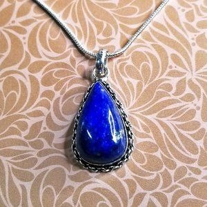 Teardrop Lapis Lazuli & Silver 925 Necklace