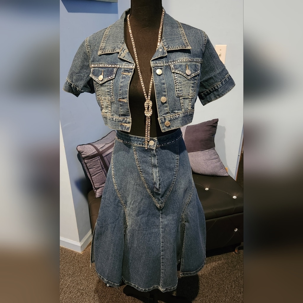 Denim 2pc Skirt Set