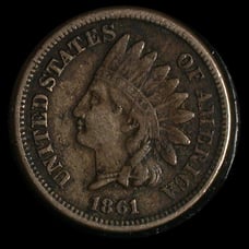 1861 COPPER NICKEL IINDIANHEAD CENT VERY FINE KEY DATE