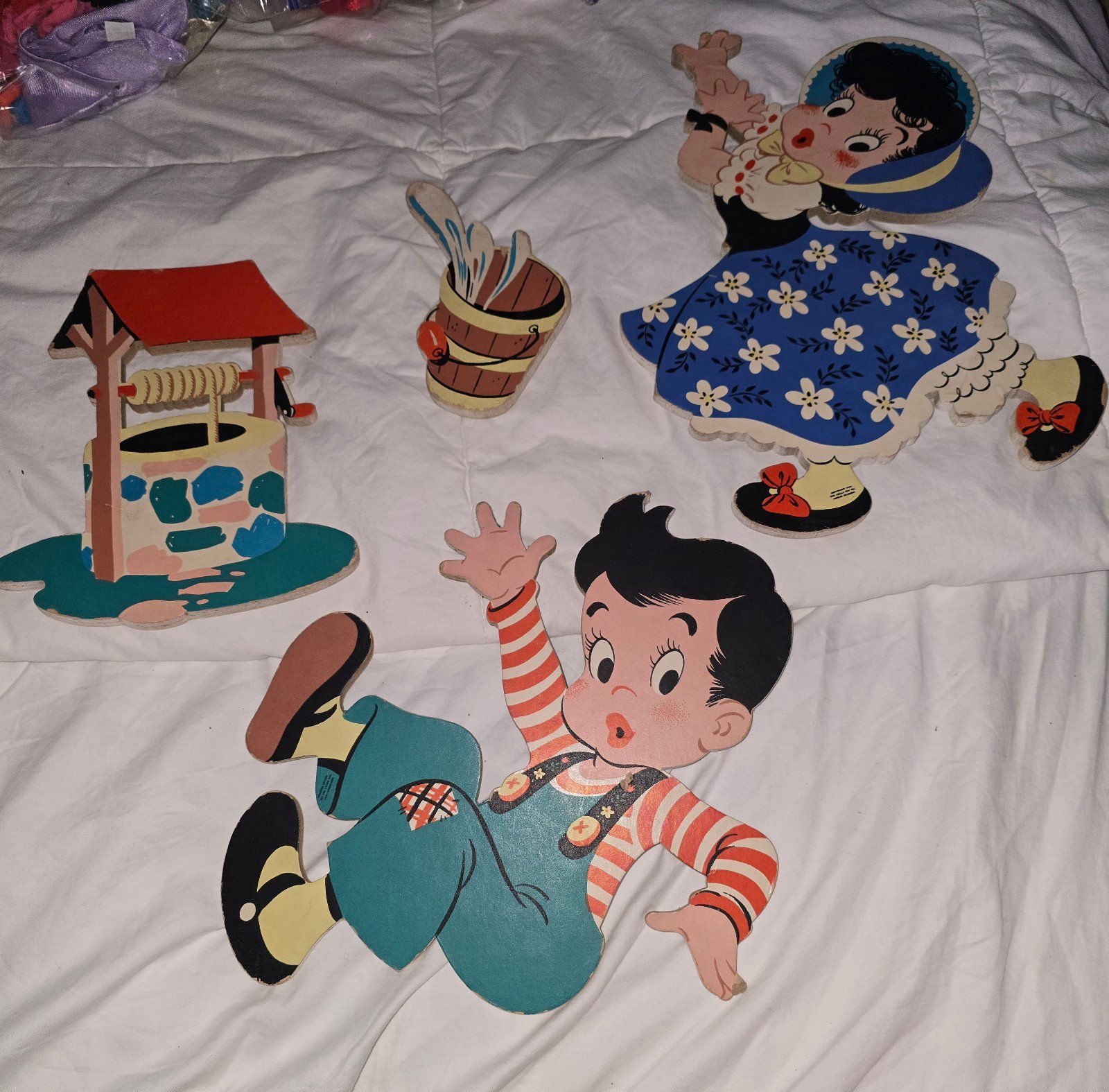 1940s vintage Jack and Jill wall decor