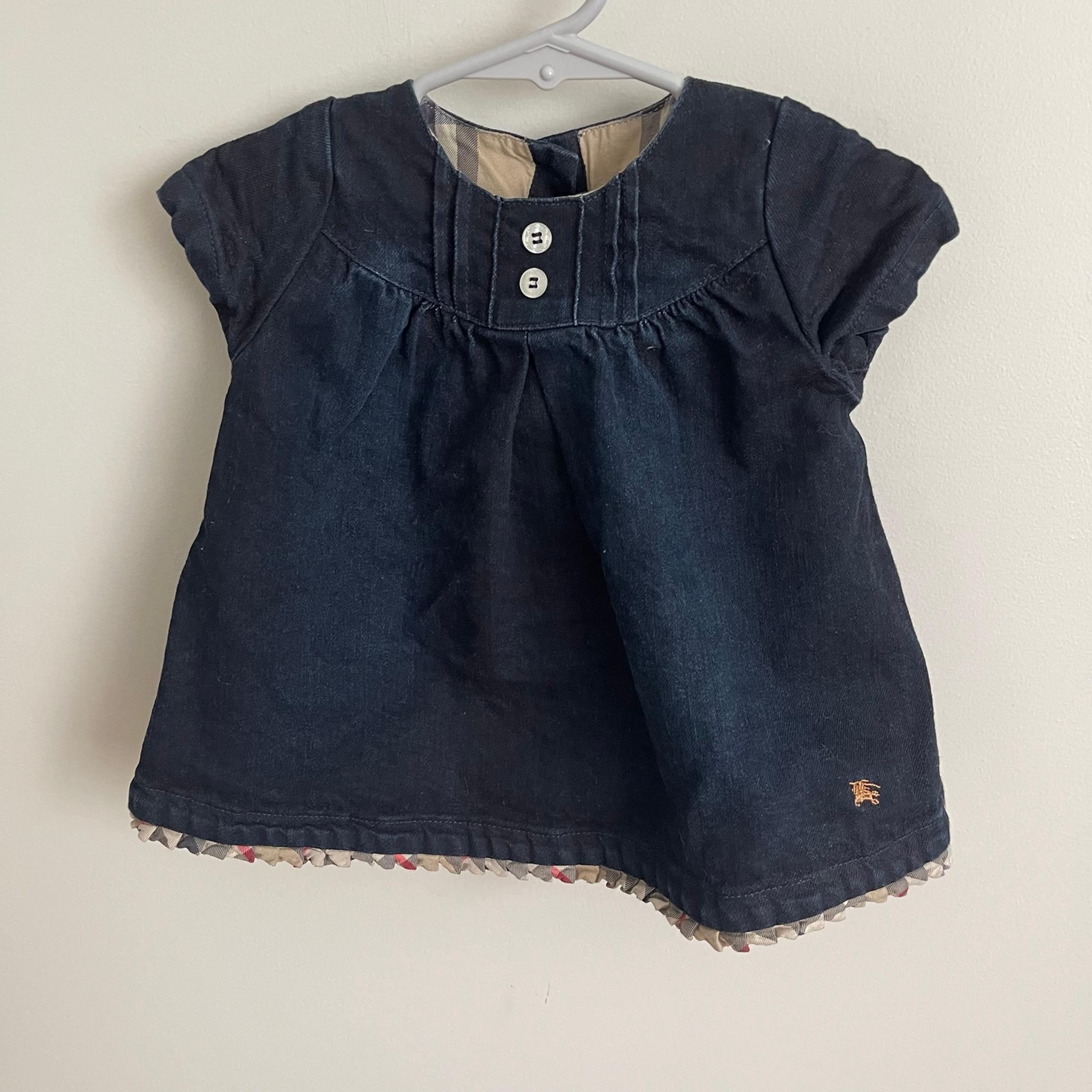 Burberry Baby Girl 6mo Denim Dress Plaid Interior