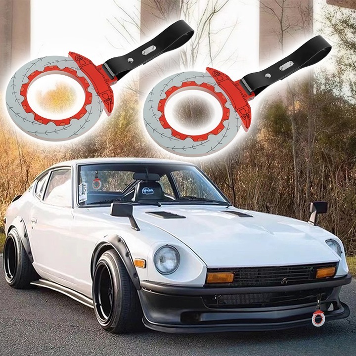 Brand New 2PCS JDM Brake Red TSURIKAWA Ring Subway Train Bus Handle Black Strap